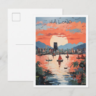 Ha Long Vietnam Art Travel Postcard