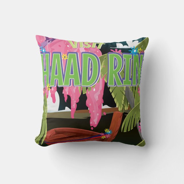 Haad Rin Thailand travel poster Throw Pillow (Front)
