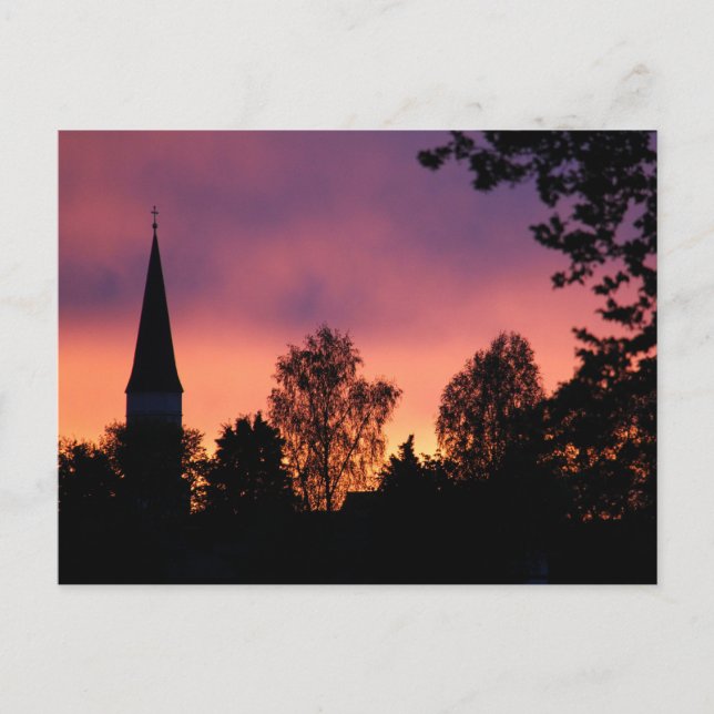 HAAGER KIRCHTURM MARIAE HIMMELRING IN ABENDRED POSTCARD (Front)