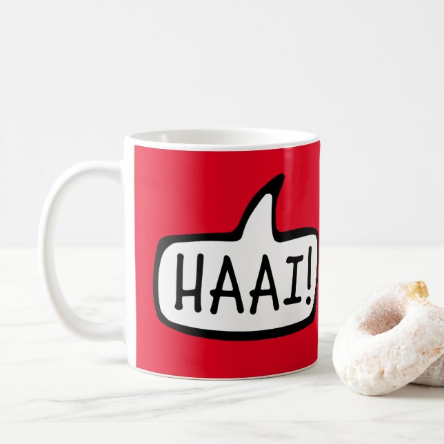HAAI! Hi, Hello, Informal Greeting in Afrikaans Coffee Mug (With Donut)