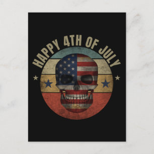 HAAPY 4TH OF JULY SKULL PATRIOTIC GIFT POSTCARD