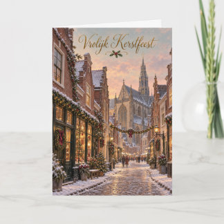Haarlem Winterstraat Vrolijk Kerstfeest Holiday Card