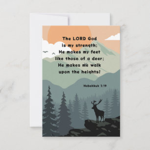 Habakkuk 3:19 Bible Verse Deer Mountains Flat Card