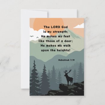 Habakkuk 3:19 Bible Verse Deer Mountains Flat Card by CChristianDesigns at Zazzle