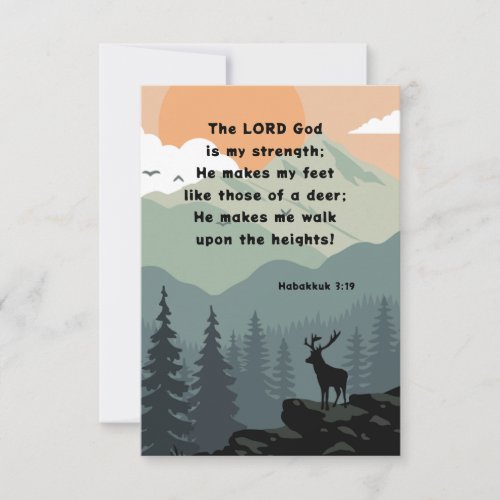 Habakkuk 319 Bible Verse Deer Mountains Flat Card