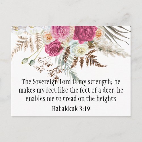 Habakkuk 319 Bible Verse Motivational Postcard