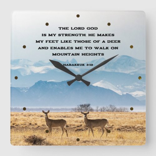 Habakkuk 319 The LORD God is my STRENGTH Bible  Square Wall Clock