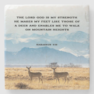 Habakkuk 3:19 The LORD God is my STRENGTH Bible Stone Coaster