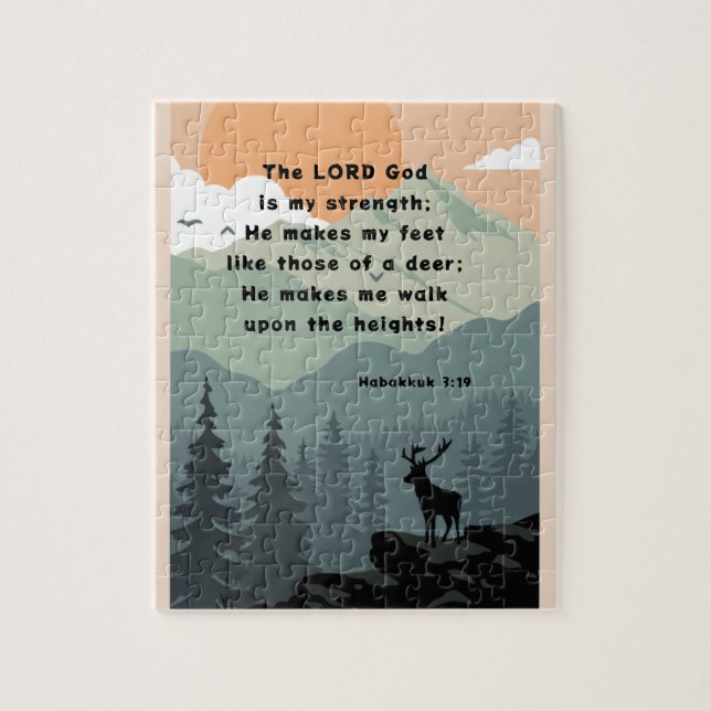 Habakkuk 3:19 Walk upon the Heights Bible Verse Jigsaw Puzzle (Vertical)