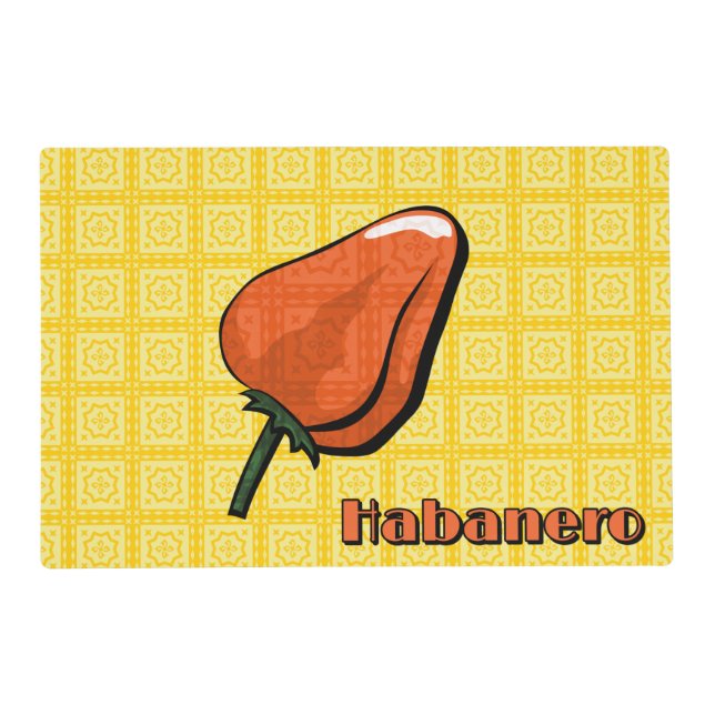 Habanero Chili Pepper Laminated Placemat (Front)