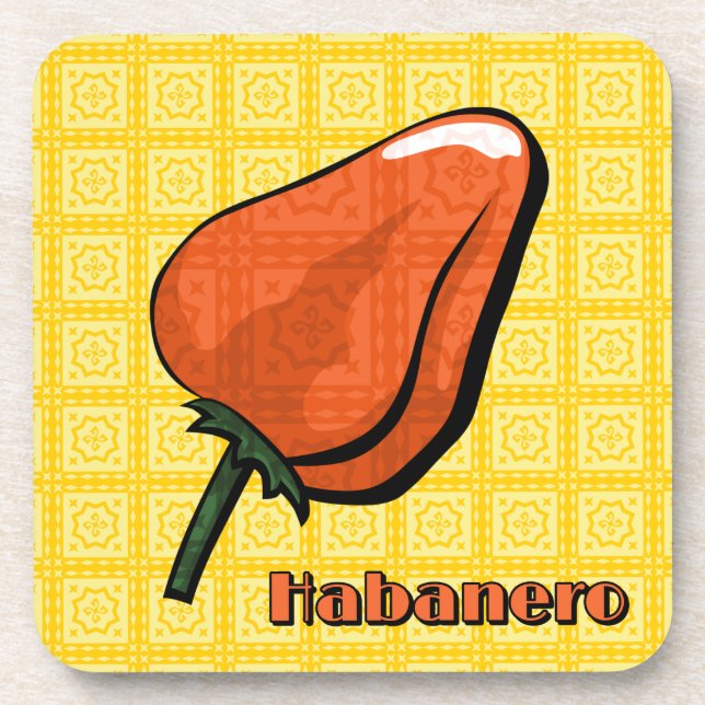 Habanero Chili Pepper Plastic Coaster (Front)