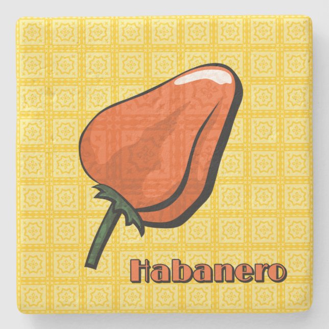 Habanero Chili Pepper Stone Coaster (Front)