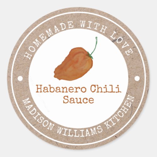 Habanero Chili Sauce Homemade  Orange Chili Classic Round Sticker