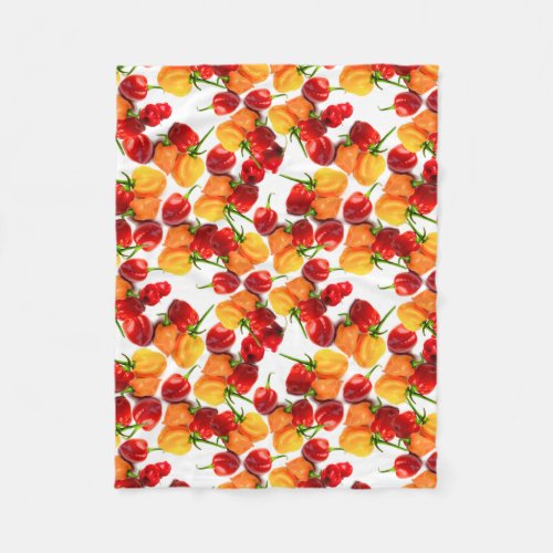 Habanero Chilies Red Peppers Orange Hot Food Fleece Blanket