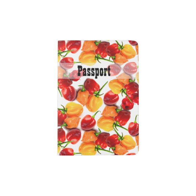 Habanero Chilies Red Peppers Orange Hot Food Passport Holder (Front)