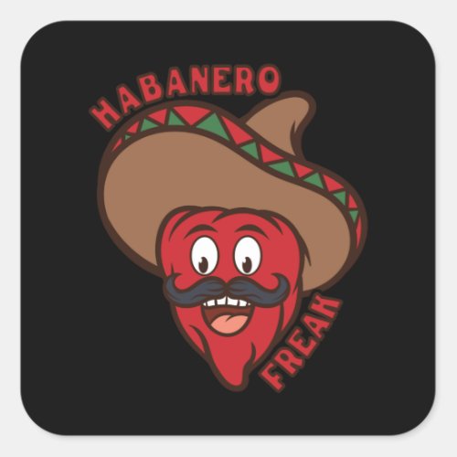 Habanero Freak Chili Comic Food Spiciness Funny Square Sticker