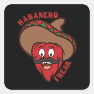 Habanero Freak Chili Comic Food Spiciness Funny Square Sticker