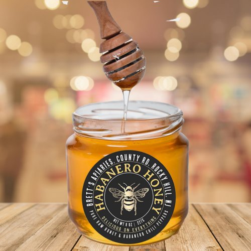 Habanero Honey Hot Raw Honey with Gold Bee  Classic Round Sticker