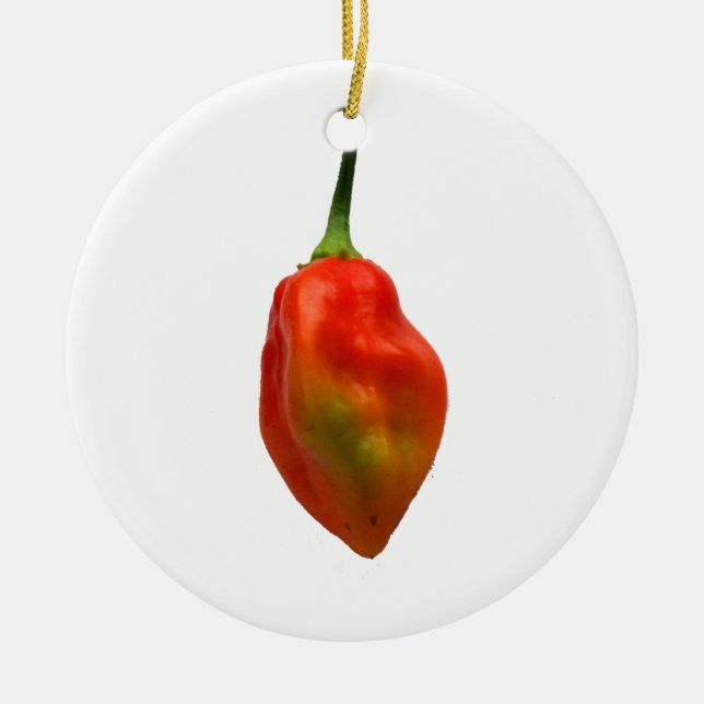 Habanero Single Pepper Photograph Ceramic Ornament (Front)