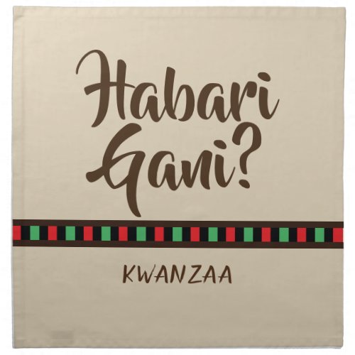 Habari Gani _ Kwanzaa items  Cloth Napkin