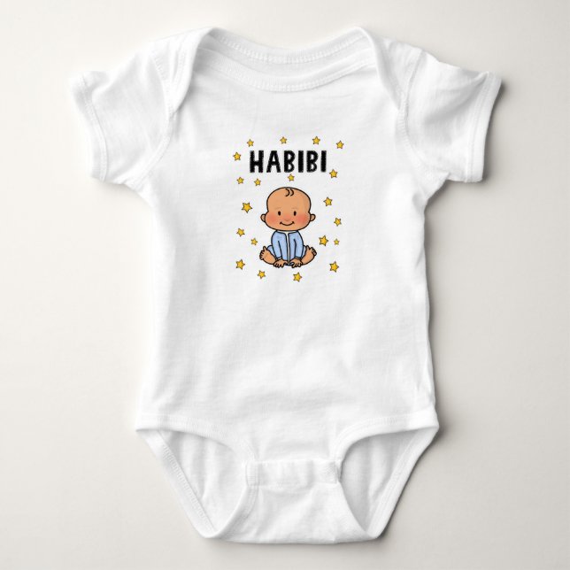 Habibi Baby Boy Blue Bodysuit New baby Arabic (Front)