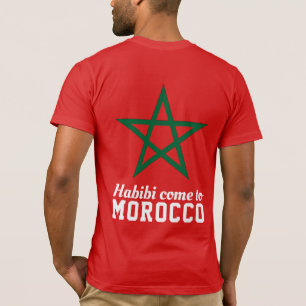 Habibi Come To Morocco Flag Red Green Star T-Shirt