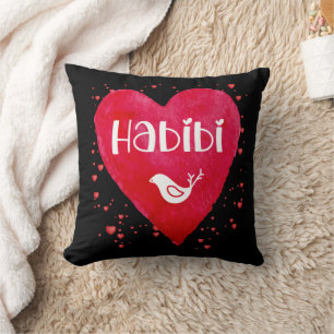 Habibi, heart, my love, arab relative, friend throw pillow