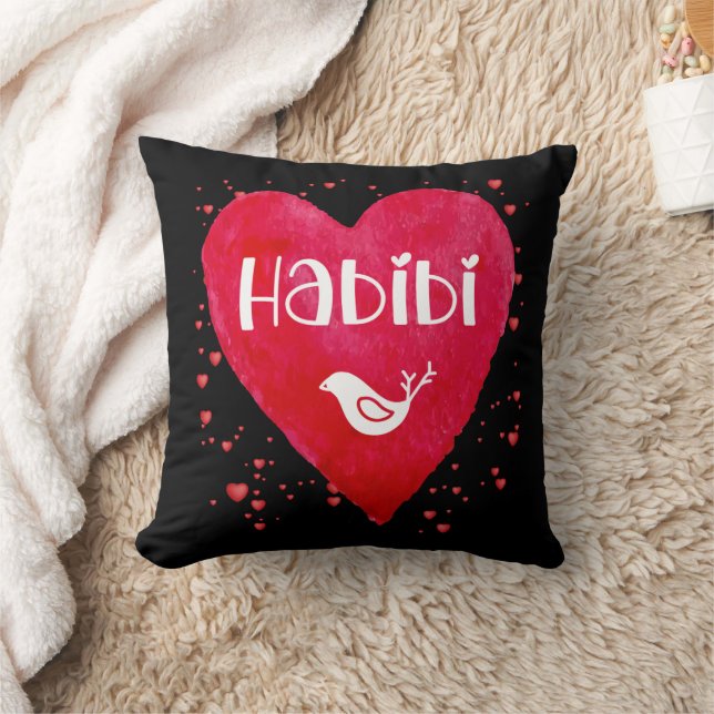Habibi, heart, my love, arab relative, friend throw pillow (Blanket)