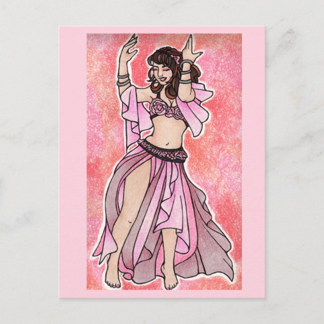 Habibi pink belly dancer poster postcard (Front)