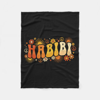 Habibi Retro 70s Tygraphy Vintage Flower Hipe Arab Fleece Blanket