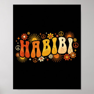 Habibi Retro 70s Tygraphy Vintage Flower Hipe Arab Poster
