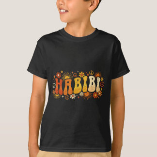 Habibi Retro 70s Tygraphy Vintage Flower Hipe Arab T-Shirt