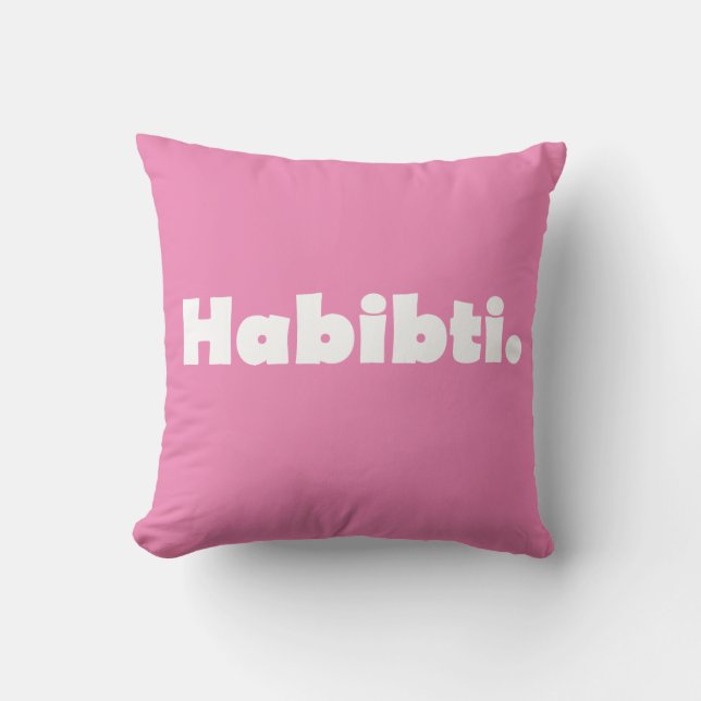 Habibti text design  throw pillow (Front)