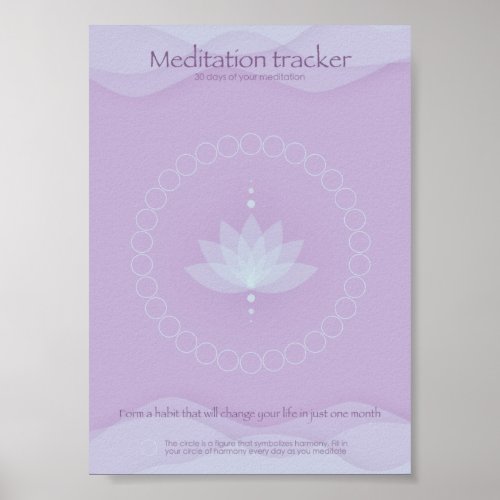 Habit tracker 30 day meditation tracker poster