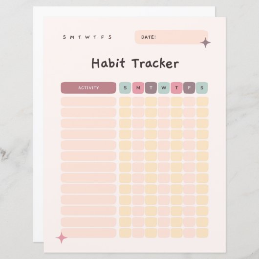 Habit Tracker Daily Checklist for Activities (Front/Back)