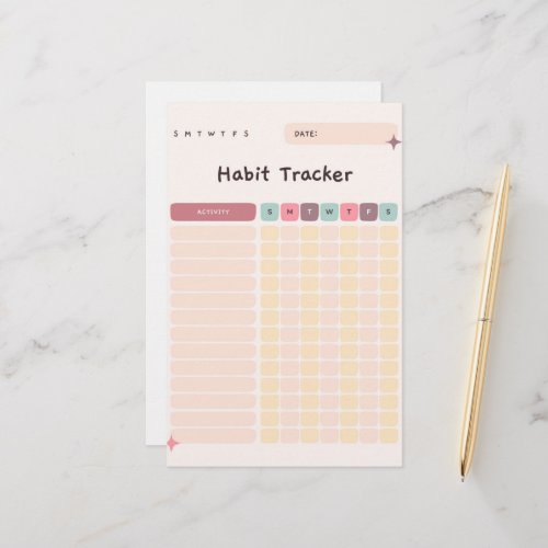 Habit Tracker Daily Checklist for Activities Stationery