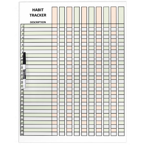 Habit Tracker Dry Erase Board