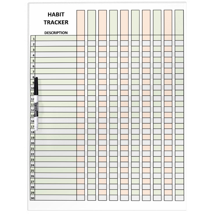 Habit Tracker Dry Erase Board Zazzle