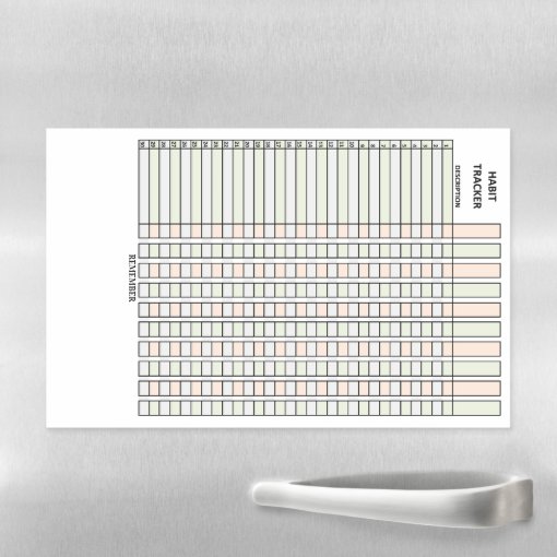 Habit Tracker Dry Erase Sheet Zazzle