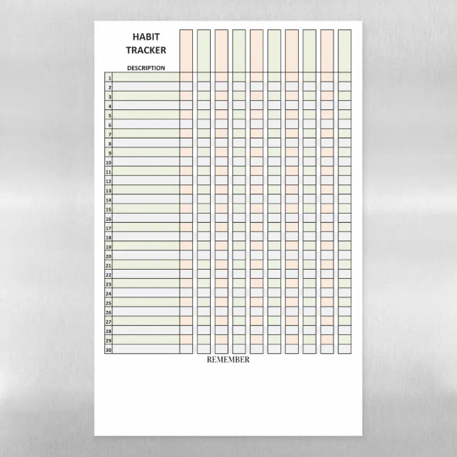 Habit Tracker Dry Erase Sheet Zazzle