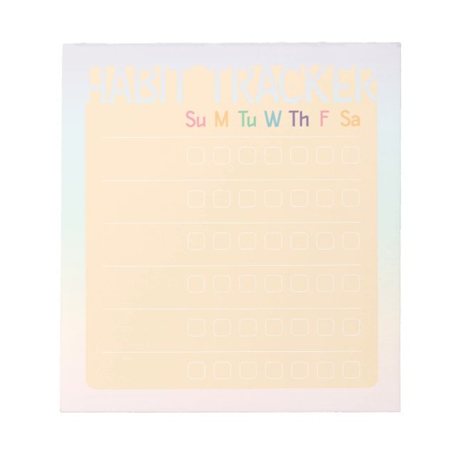 Habit Tracker (Orange Pastel Rainbow) Notepad (Front)