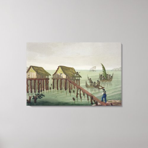 Habitations of the Papu Tribe Rawak plate 22 fro Canvas Print