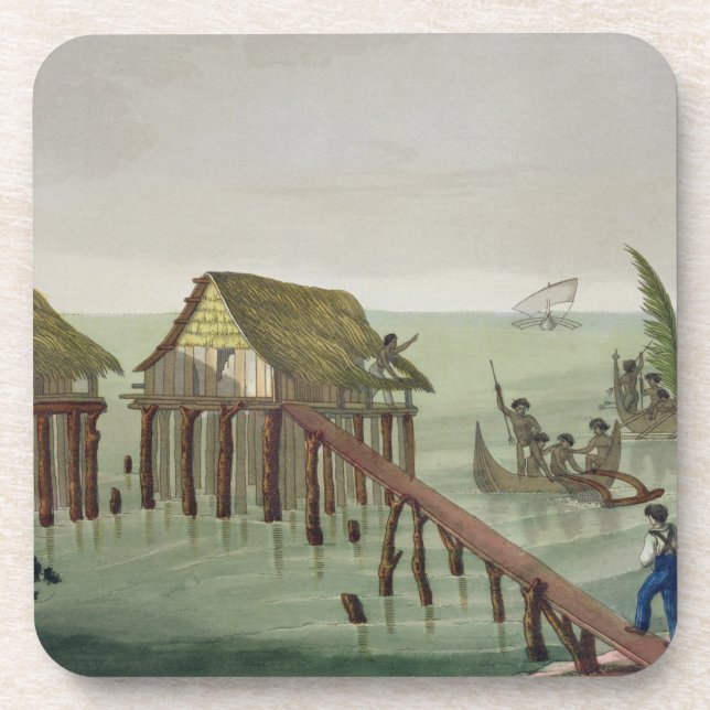 Habitations of the Papu Tribe, Rawak, plate 22 fro Drink Coaster (Front)