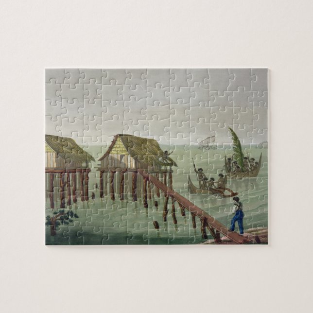 Habitations of the Papu Tribe, Rawak, plate 22 fro Jigsaw Puzzle (Horizontal)
