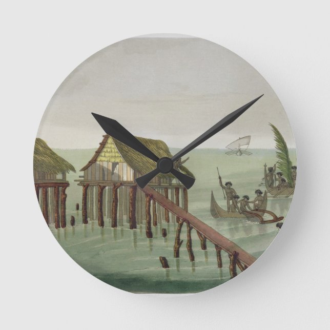 Habitations of the Papu Tribe, Rawak, plate 22 fro Round Clock (Front)