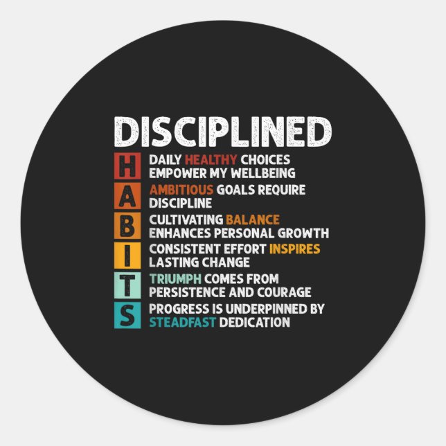 Habits Definition Motivational Quote Affirmations  Classic Round Sticker (Front)
