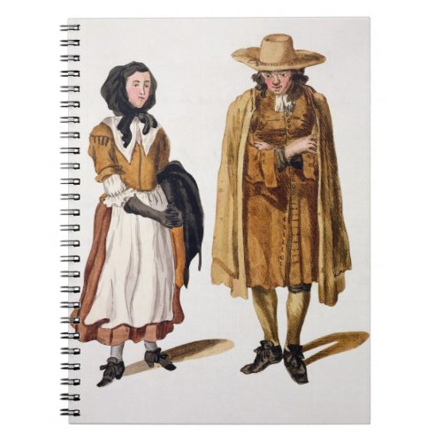 Habits of Quakers 1675 coloured engraving Notebook