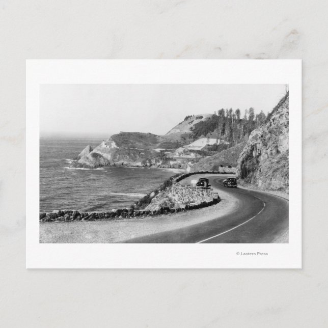 Hacenta Head Lighthouse and Oregon Coast Highway Postcard (Front)