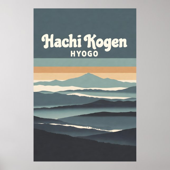 Hachi Kogen Hyogo Japan Misty Mountains Retro Trav Poster (Front)