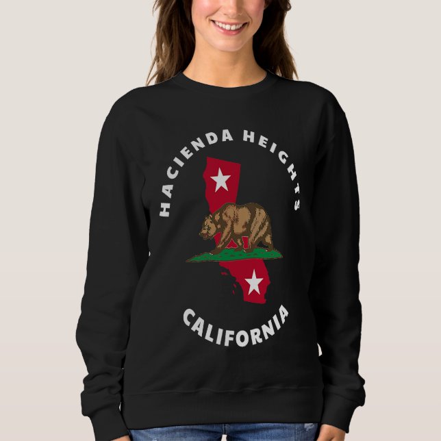 Hacienda Heights California CA Flag and Bear Badge Sweatshirt (Front)